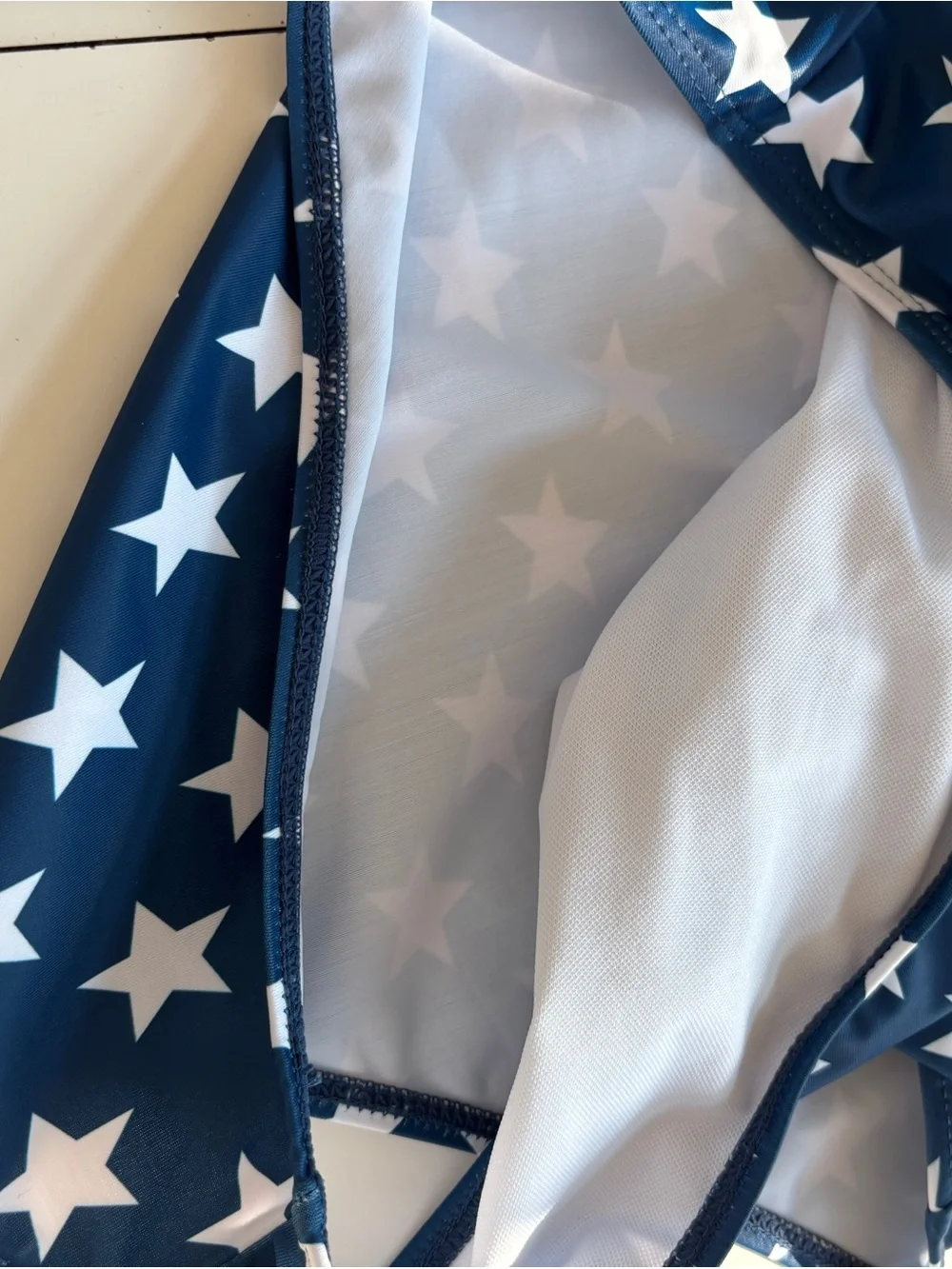 Women’s large Red Stripe & Navy Star one Piece Swim suit